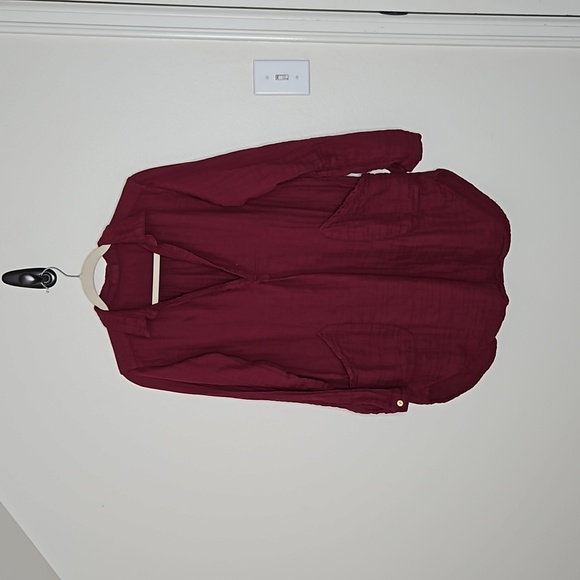 CP Shades Cotton V Neck Red Oversized Dress Size XS - Picture 2 of 10